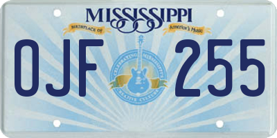 MS license plate OJF255
