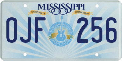 MS license plate OJF256