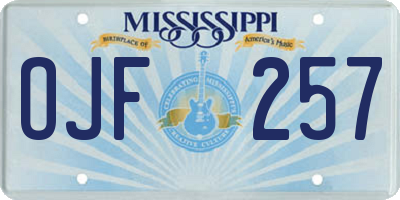 MS license plate OJF257