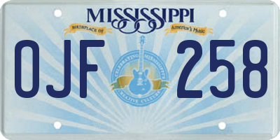 MS license plate OJF258