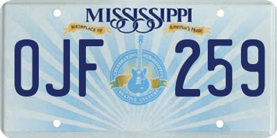 MS license plate OJF259
