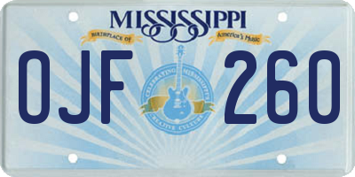 MS license plate OJF260