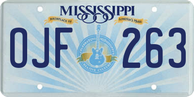MS license plate OJF263