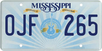 MS license plate OJF265