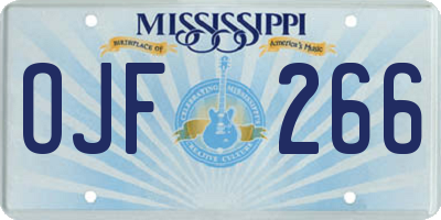 MS license plate OJF266