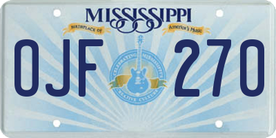 MS license plate OJF270