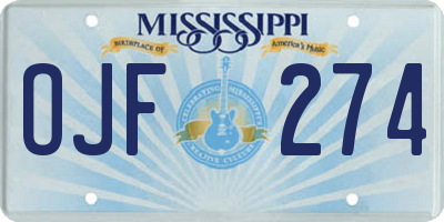 MS license plate OJF274