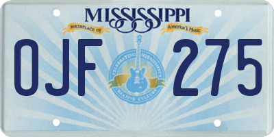 MS license plate OJF275