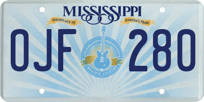 MS license plate OJF280