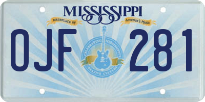 MS license plate OJF281