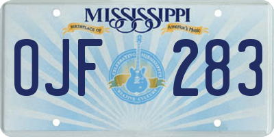 MS license plate OJF283