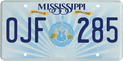 MS license plate OJF285
