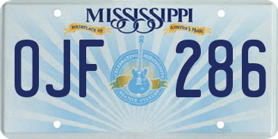 MS license plate OJF286