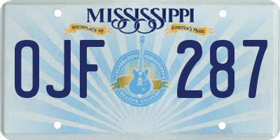MS license plate OJF287