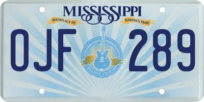 MS license plate OJF289