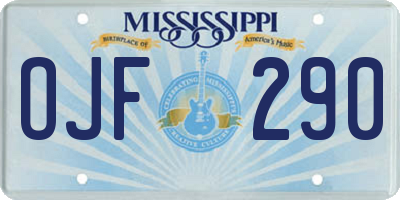 MS license plate OJF290