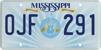 MS license plate OJF291