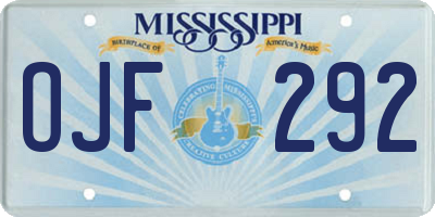 MS license plate OJF292