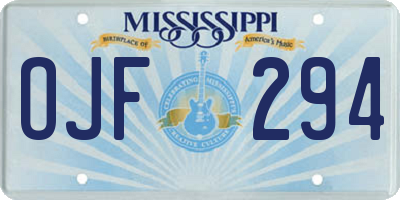 MS license plate OJF294