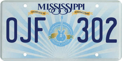MS license plate OJF302