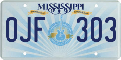 MS license plate OJF303
