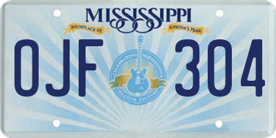 MS license plate OJF304