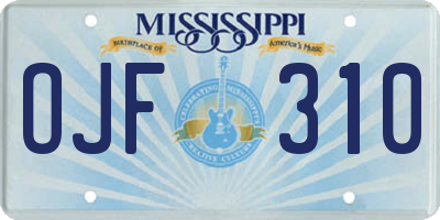 MS license plate OJF310