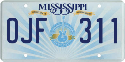 MS license plate OJF311