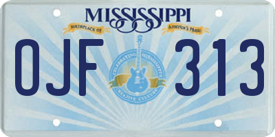 MS license plate OJF313