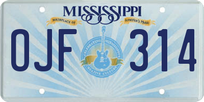 MS license plate OJF314