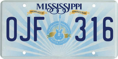 MS license plate OJF316