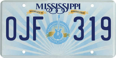 MS license plate OJF319