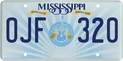 MS license plate OJF320