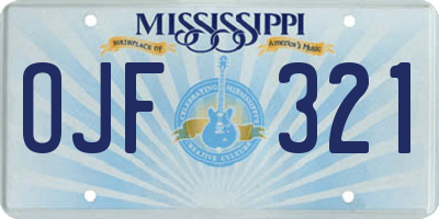 MS license plate OJF321
