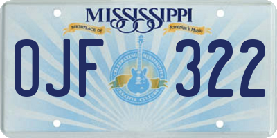MS license plate OJF322