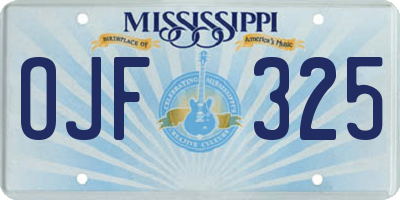 MS license plate OJF325