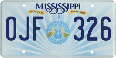 MS license plate OJF326