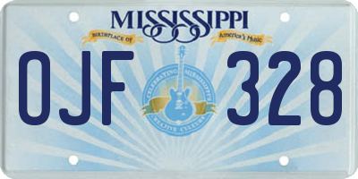 MS license plate OJF328