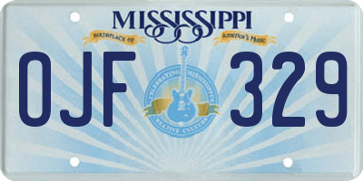 MS license plate OJF329