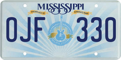 MS license plate OJF330