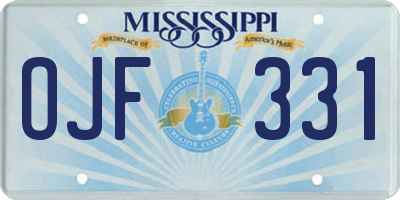 MS license plate OJF331