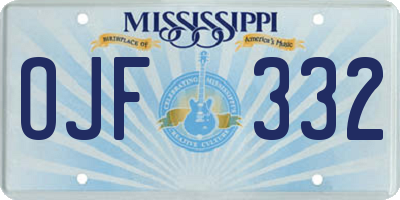 MS license plate OJF332