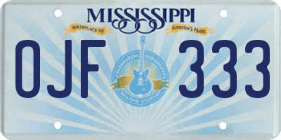 MS license plate OJF333