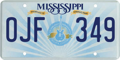 MS license plate OJF349