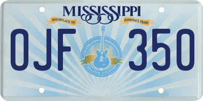 MS license plate OJF350