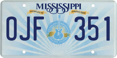 MS license plate OJF351