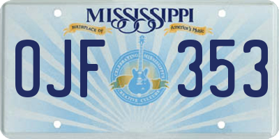 MS license plate OJF353