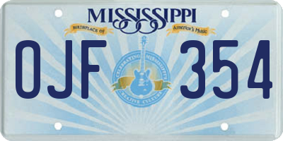 MS license plate OJF354