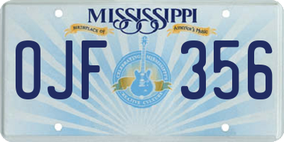 MS license plate OJF356
