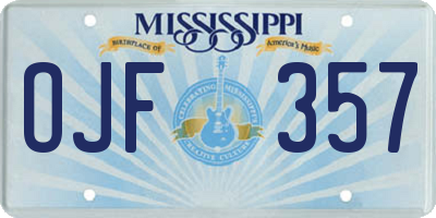 MS license plate OJF357
